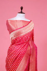 Rose Pink Handloom Katan Silk Banarasi Saree