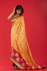 Yellow Rangkat Handwoven Katan Silk Saree - Chinaya Banaras