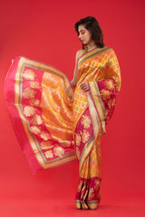Yellow Rangkat Handwoven Katan Silk Saree - Chinaya Banaras