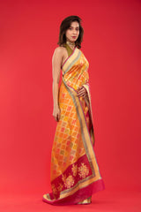 Yellow Rangkat Handwoven Katan Silk Saree - Chinaya Banaras