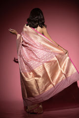 Rose Pink Ethnic Woven Banarasi Katan Silk Saree - Chinaya Banaras
