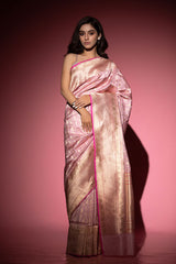 Buy Pink Pure Banarasi Silk Saree Online