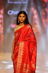 It is the best quality red Banarasi silk saree for weddings and festivals.