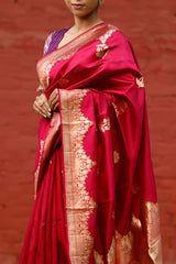 Magenta Pink Ethnic Handloom Banarasi Silk Saree