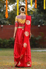 Bright Red Handloom Banarasi Silk Saree