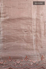 Rose Gold Embellished Tissue Silk Saree - Chinaya Banaras