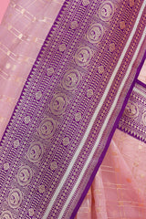 Checkered Handwoven Organza Silk Saree