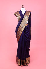 chiniya silk saree, Navy Blue saree, silk saree, party wear saree, designer saree, banarasi saree, festive wear saree, wedding saree