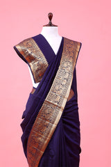 Blue Ethnic Woven Chiniya Silk Saree