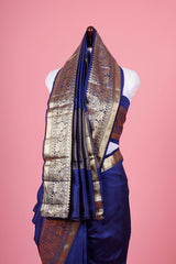 Blue Ethnic Woven Chiniya Silk Saree