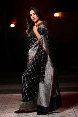 Black Soft Silk Party wear Sarees