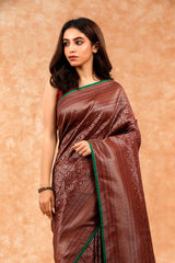 Coffee Brown Ethnic Woven Silk Saree
