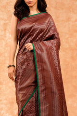 Coffee Brown Ethnic Woven Silk Saree