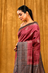 Dusty Purple Handwoven Raw Silk Saree