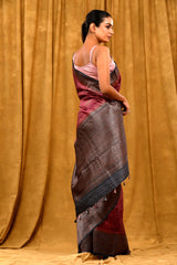 Dusty Purple Handwoven Raw Silk Saree