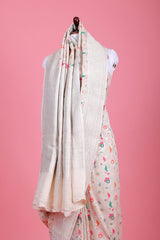 Off White Floral Meenakari Woven Tussar Khaddi Silk Saree - Chinaya Banaras