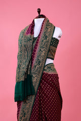 Dark Purple Shikargah Woven Crepe Khaddi Silk Saree - Chinaya Banaras