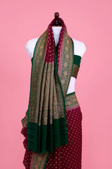 Purple Ethnic Handwoven Georgette Khaddi Silk Saree - Chinaya Banaras