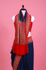 German Blue Ethnic Handwoven Georgette Khaddi Silk Saree - Chinaya Banaras