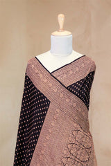 Black Handloom Crepe Saree with Royal Gold Zari Work