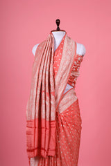 Coral Peach Handloom Crepe Saree