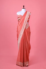 Crepe Saree, Crepe silk saree, silk saree, peach saree, wedding saree, party wear saree