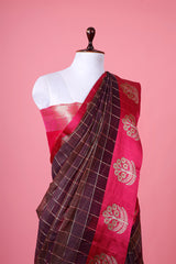 Deep Purple Woven Banarasi Cotton Saree - Chinaya Banaras