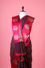 Deep Purple Woven Banarasi Cotton Saree - Chinaya Banaras