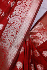 Maroon Woven Banarasi Cotton Saree - Chinaya Banaras