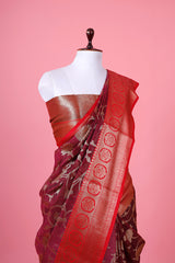 Grey Cotton Saree With Floral Jaal