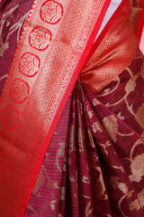 Grey Cotton Saree With Floral Jaal