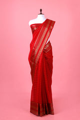 Red Banarasi Cotton Saree By Chinaya Banaras