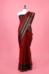 Maroon Banarasi Cotton Saree By Chinaya Banaras