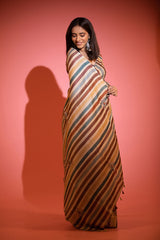 Buff Beige Embellished Tussar Silk Saree - Chinaya Banaras