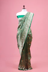This Handloom Brocade Woven Banarasi Katan Silk Saree is a wedding saree and festive wear saree. Free Shipping Available!