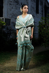 Mint Green Cotton Banarasi Saree