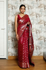 Deep Purple Ethnic Woven Casual Silk Saree for Festivals/Wedding Wear