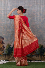 Red Handwoven Banarasi Katan Silk Saree - Chinaya Banaras