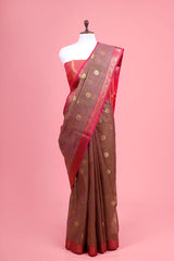 Checkered Woven Banarasi Cotton Saree By Chinaya Banaras