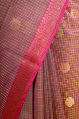 Checkered Woven Cotton Banarasi Saree