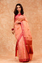 Checkered Woven Cotton Banarasi Saree