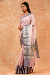 Mauve Woven Kota Doria Saree