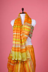 Yellow Striped Kota Doria Saree