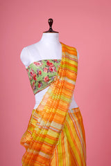 Yellow Striped Kota Doria Saree