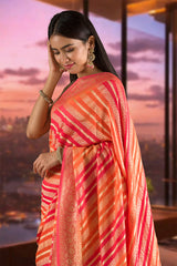 Red Woven Georgette Khaddi Silk Saree