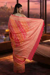 Red Woven Georgette Khaddi Silk Saree