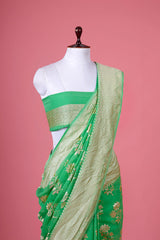 Handwoven Georgette Khaddi Silk Saree - Chinaya Banaras