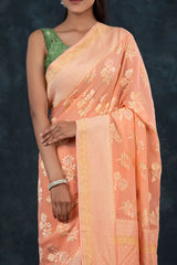 Handwoven Georgette Khaddi Silk Saree - Chinaya Banaras