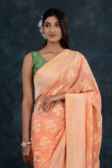 Handwoven Georgette Khaddi Silk Saree - Chinaya Banaras