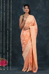 Women In Handwoven Georgette Khaddi Silk Saree By Chinaya Banaras